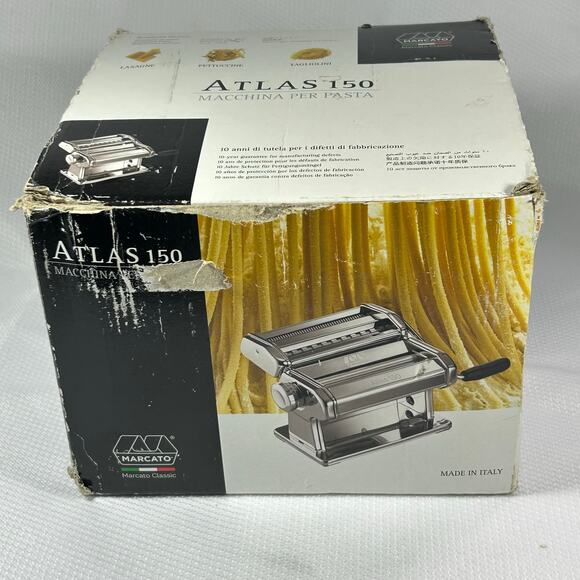 Marcato Atlas 150 Manual Pasta Maker Machine for Lasagna Fettuccine Tagliolini - Picture 1 of 10